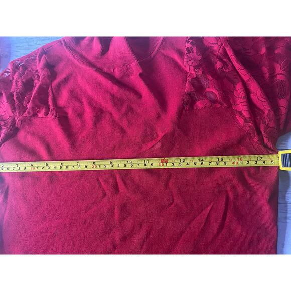 INC International Concepts Red Lace Sleeve Peplum Sweater Top Women’s XL - Picture 5 of 7